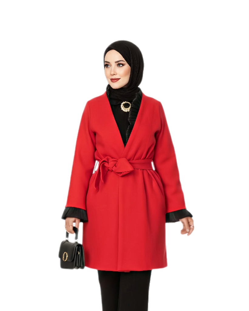 Wool Neck-Fringe Coat