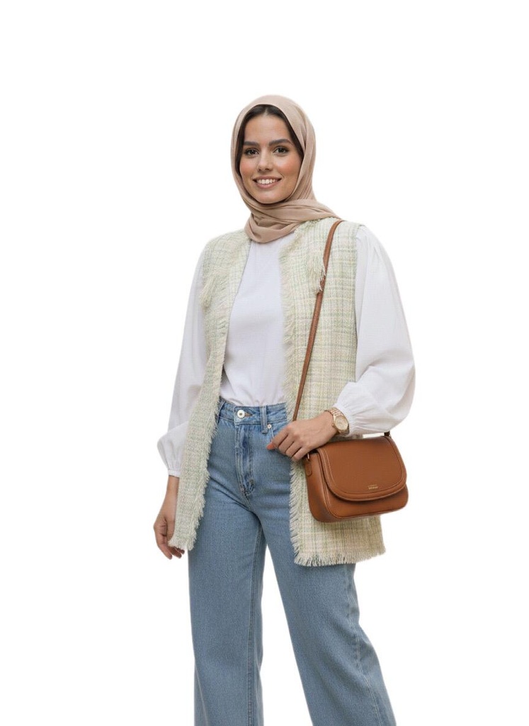 Multicolored Tweed Long Vest