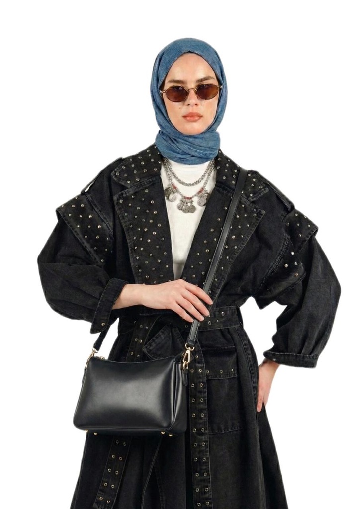 Studded Denim Coat