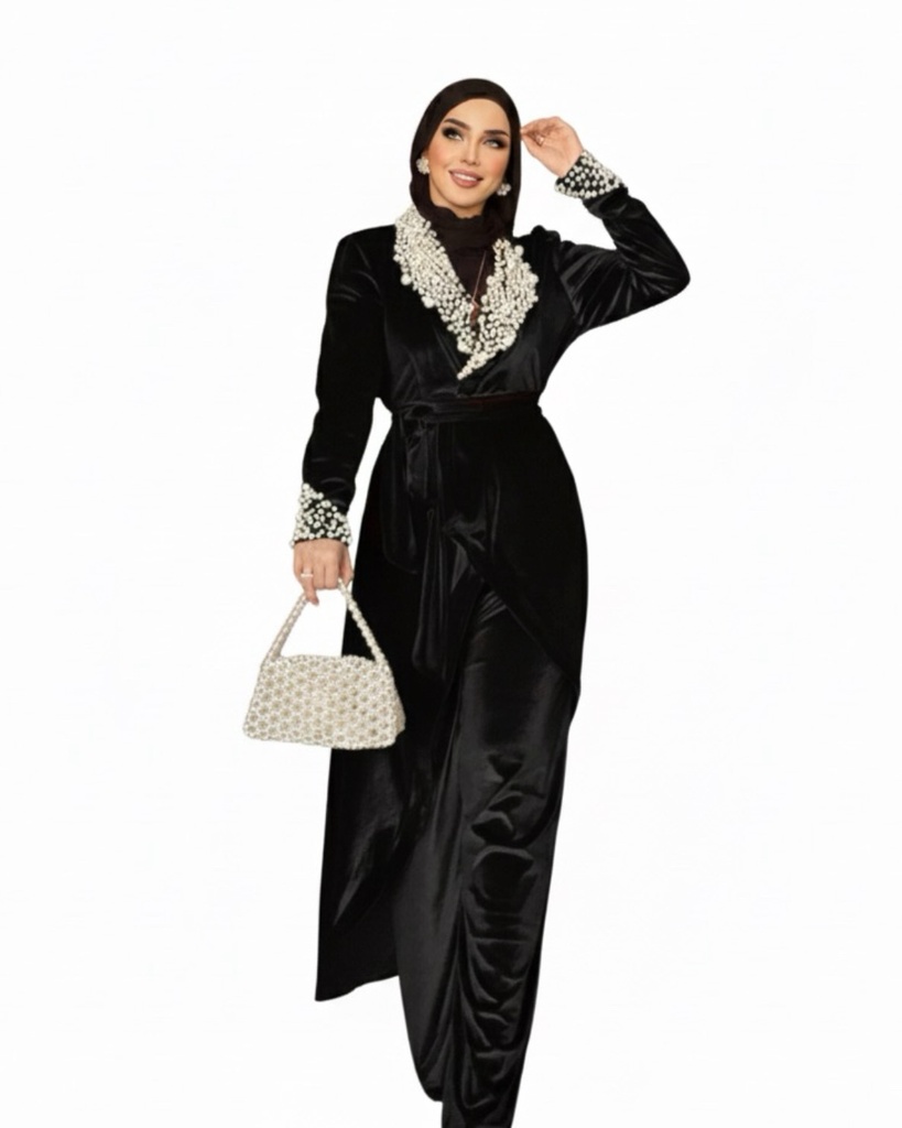 Velvet Pearl Collar Suit