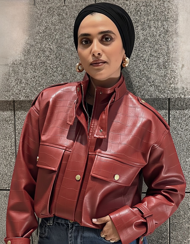 Front Pockets Leather Jacket