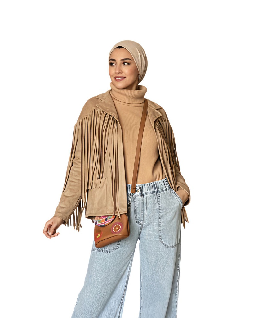 Collared Fringe Suede Shirt