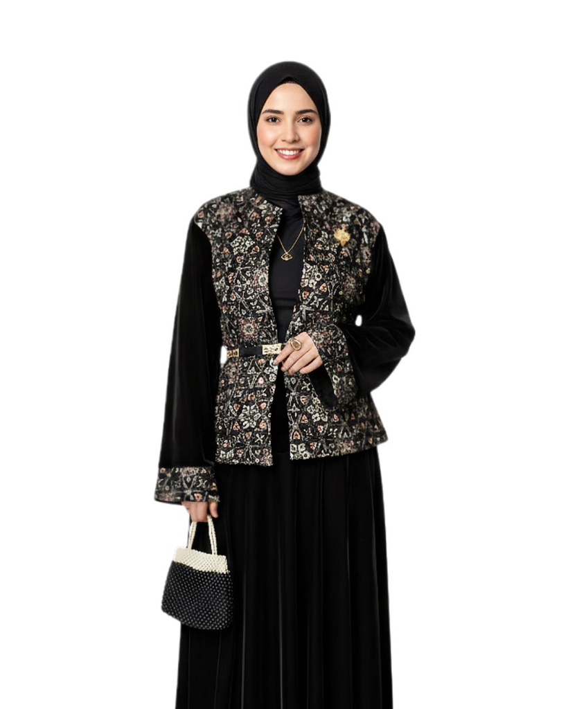 Embroidered Velvet Skirt Suit