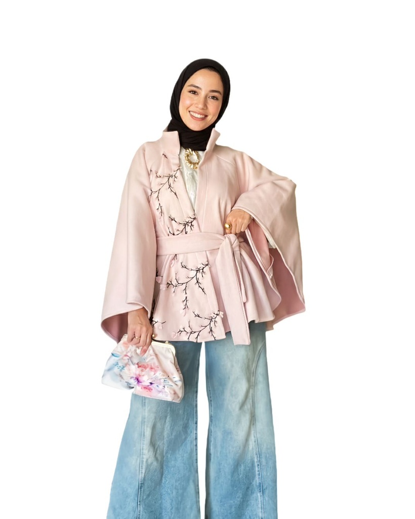 Split Fabric Embroidered Cape