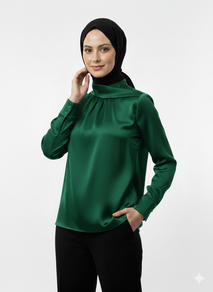 Satin Ruffled Shoulder Top