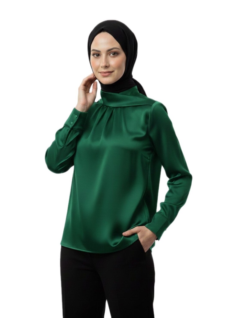 Satin Ruffled Shoulder Top