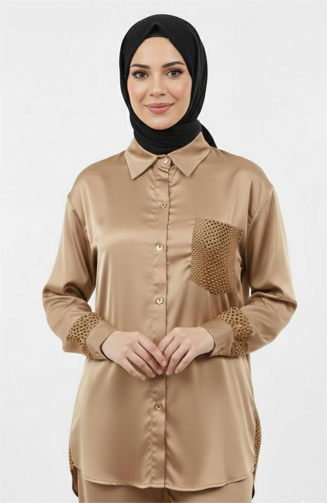 Satin Printed Pocket Chemise