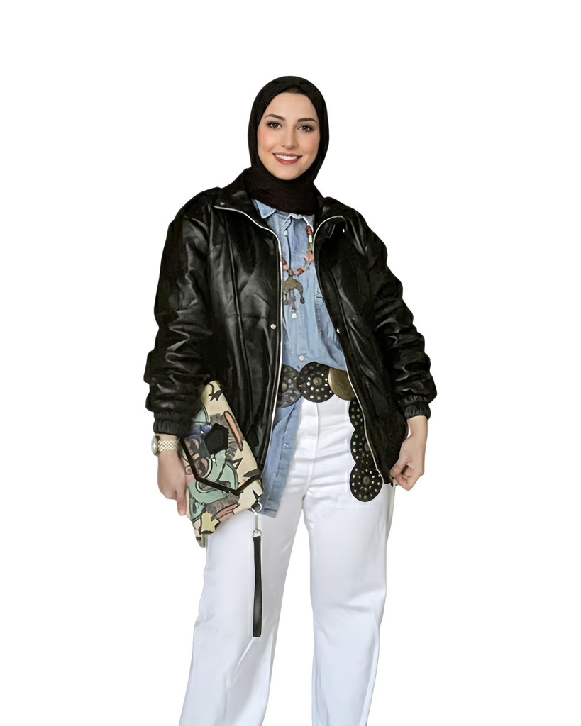 Collar Leather Jacket (Beige)