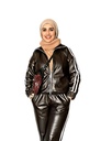 Faux Leather Zip Pants Suit