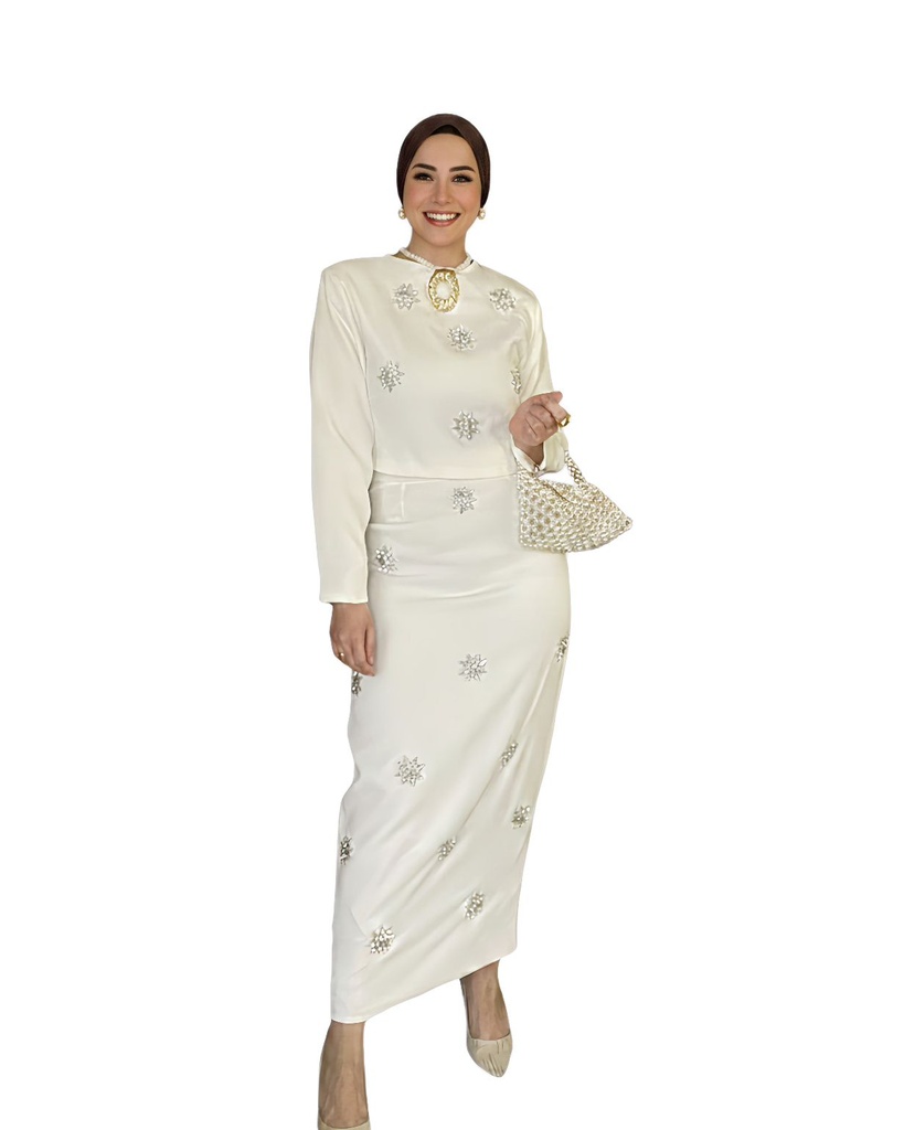 Crystal-Embellished Skirt Top Set