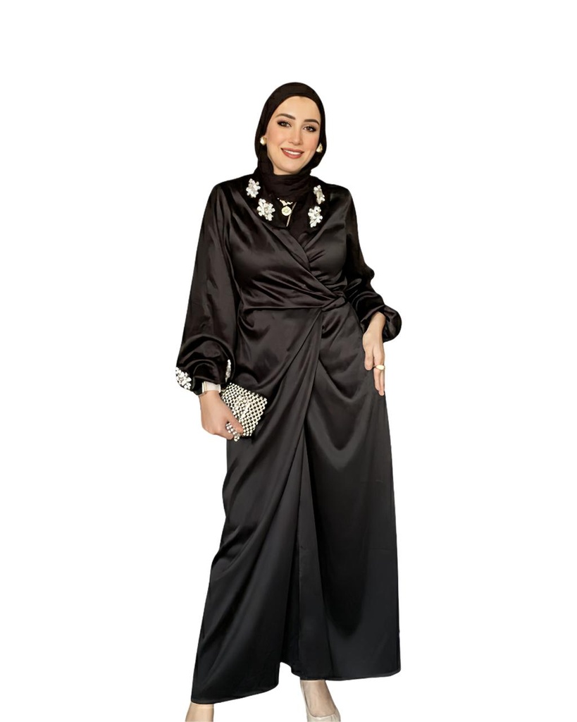 Crystal Collar Wrap Dress