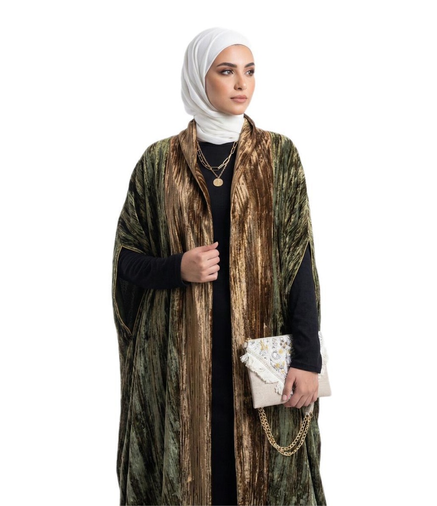 Two-Tone Crushed Velvet Kimono