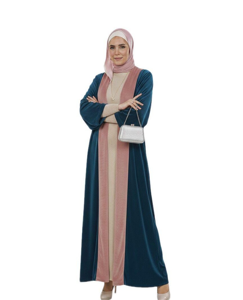 Luxurious Velvet Contrast  Kaftan