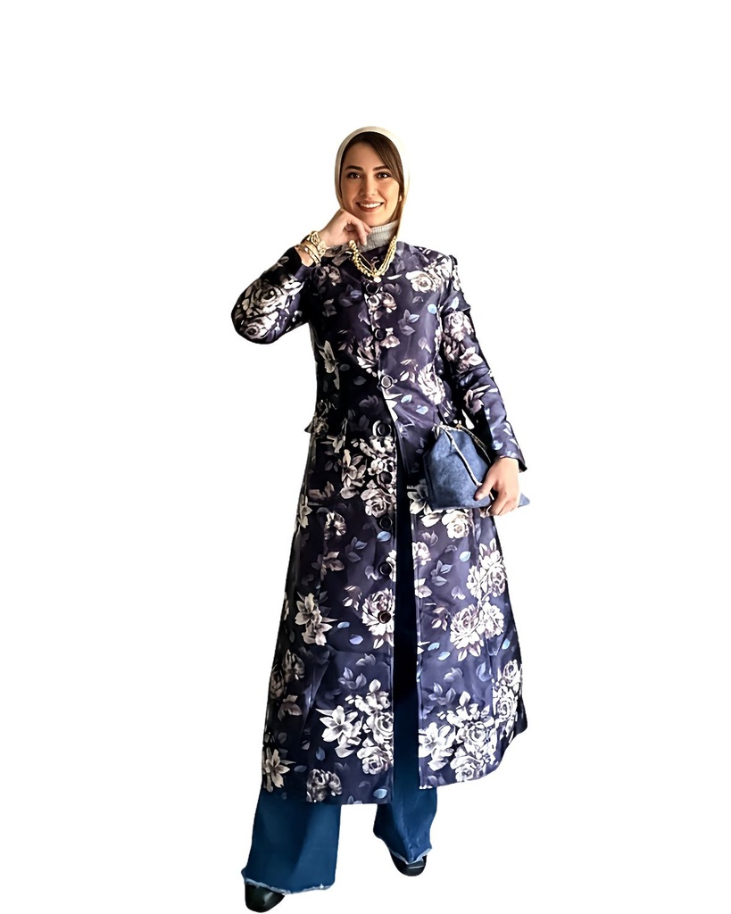 Floral Print Buttoned Coat