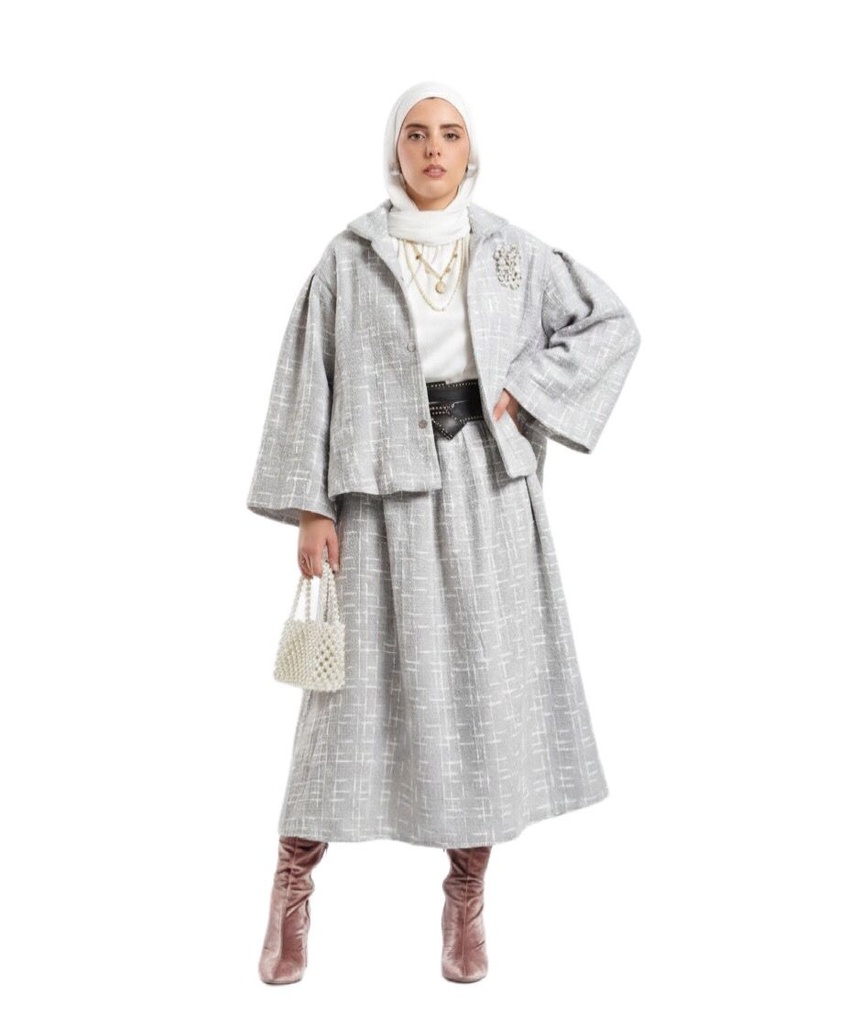 Structured Textured Skirt Suit