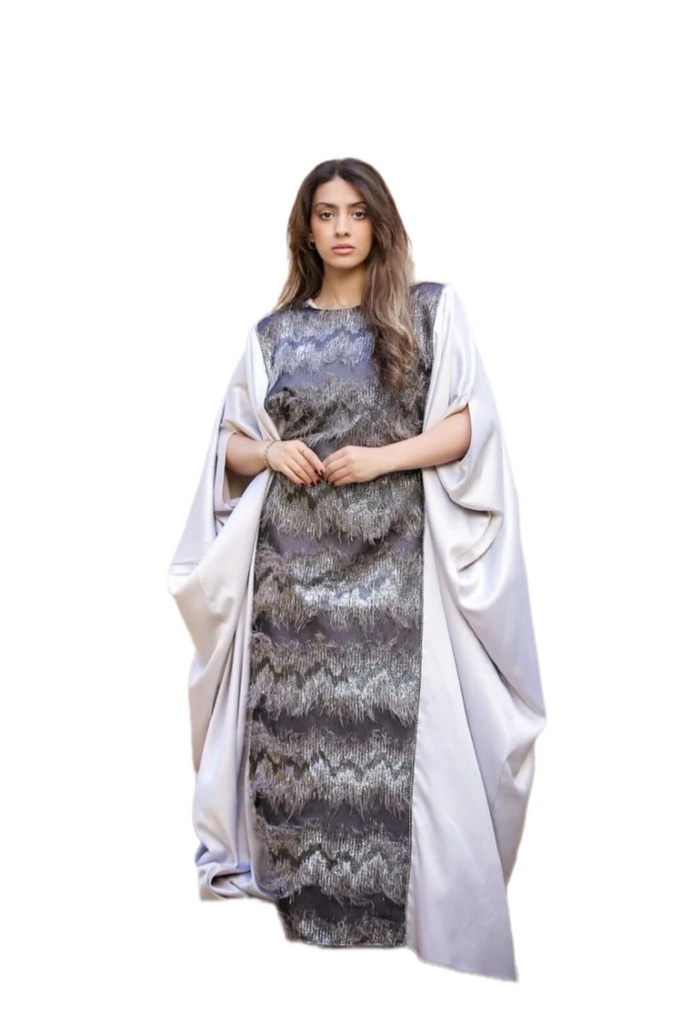 Satin Organza Detail Kaftan