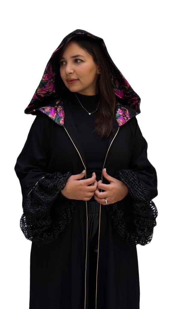 Midnight Gold-Trim Kaftan