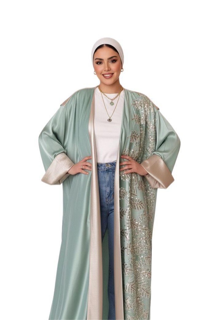 Sequin Leaf Velvet Kaftan