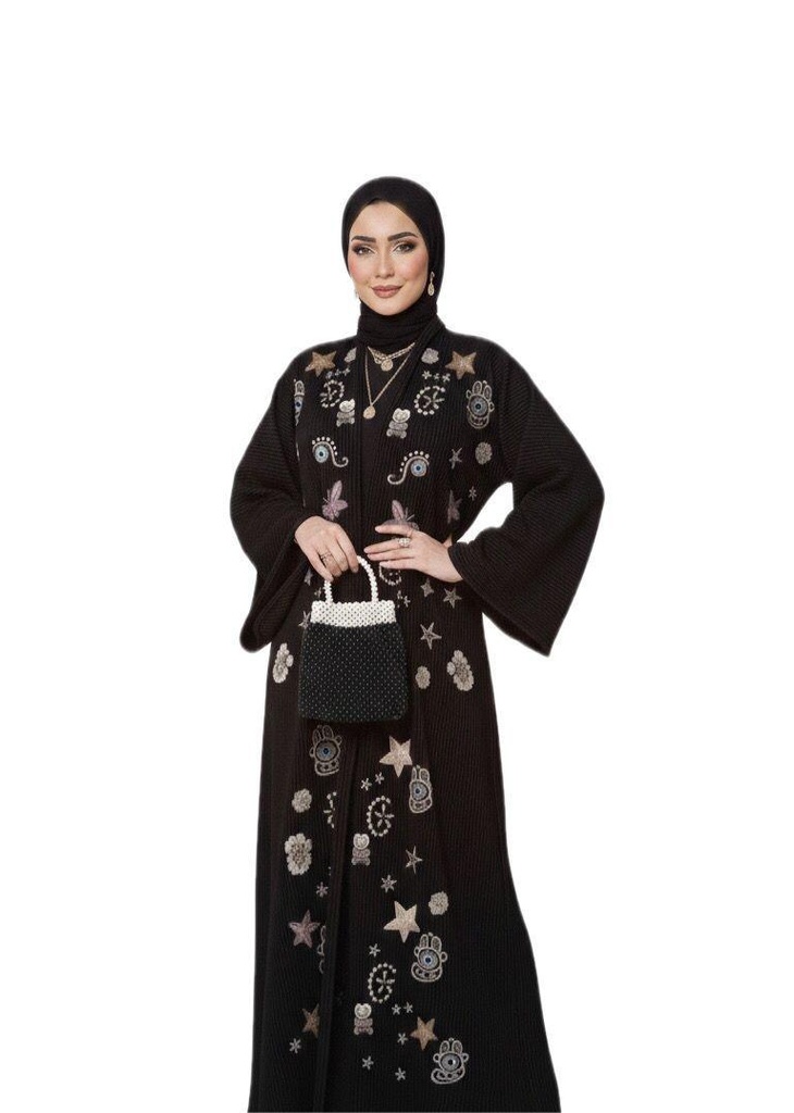 Pleated Embroidered Velvet Kaftan