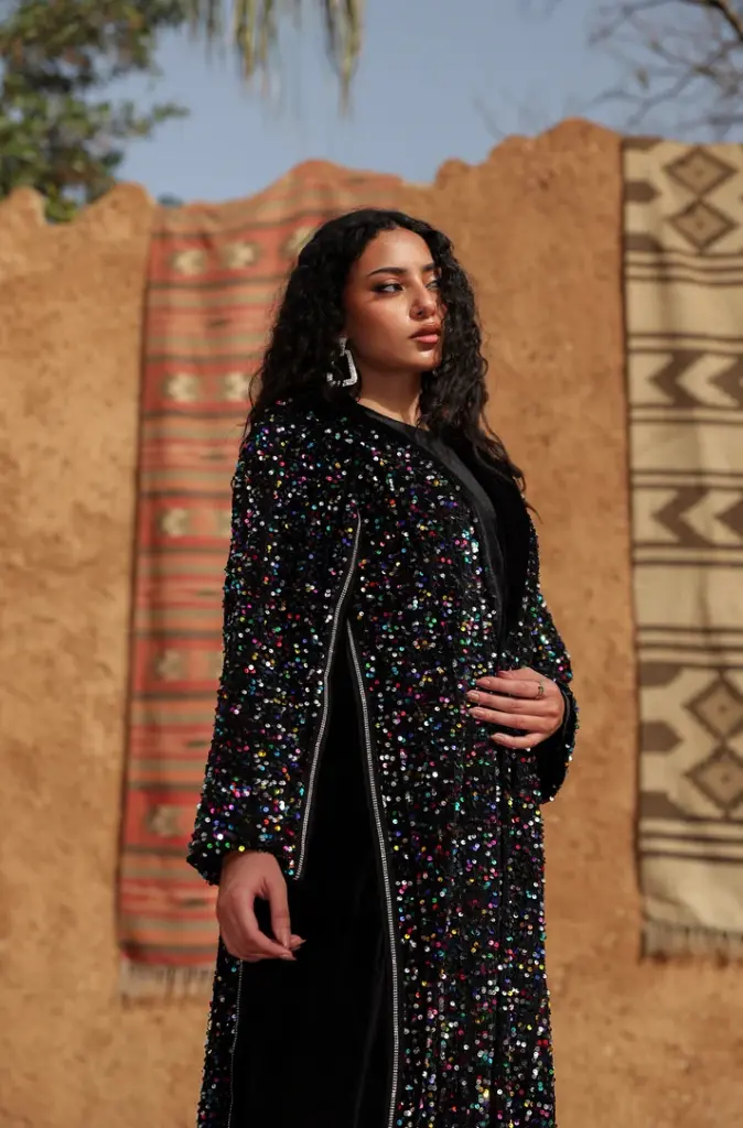 Multicolor Sequin Velvet Kaftan