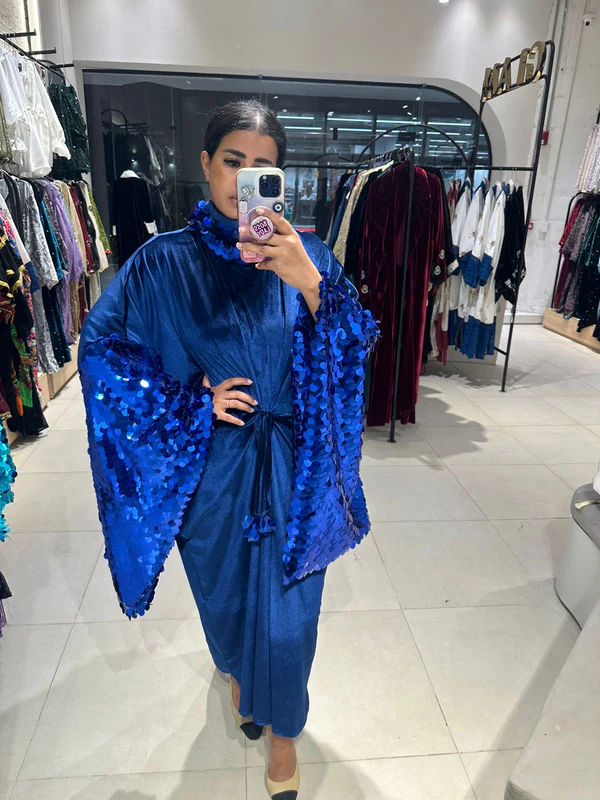Sequin Sleeve Velvet Abaya