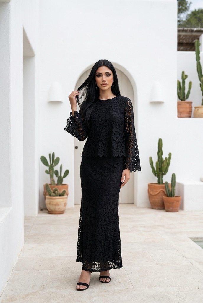 Elegant Guipure Skirt Suit