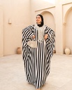 Striped Crystal Pearl Embroidered Abaya