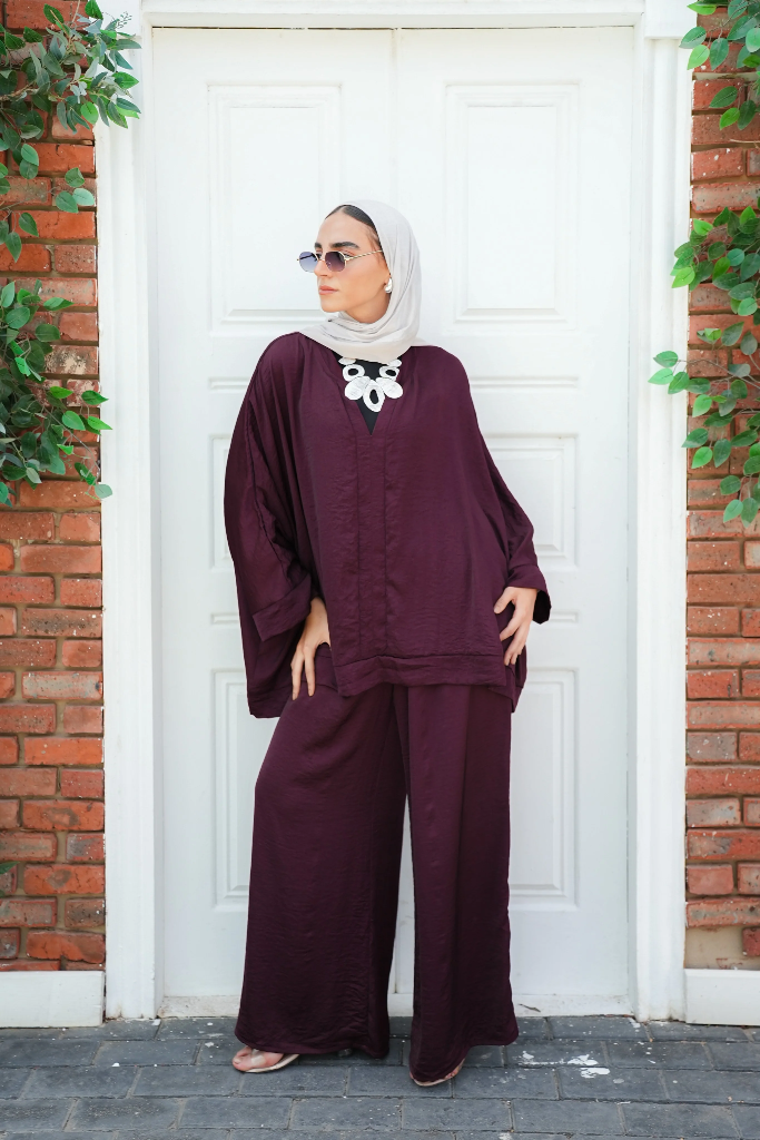 Elegant Berry Flowy Suit