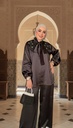 Embroidered Satin Tie Neck Suit