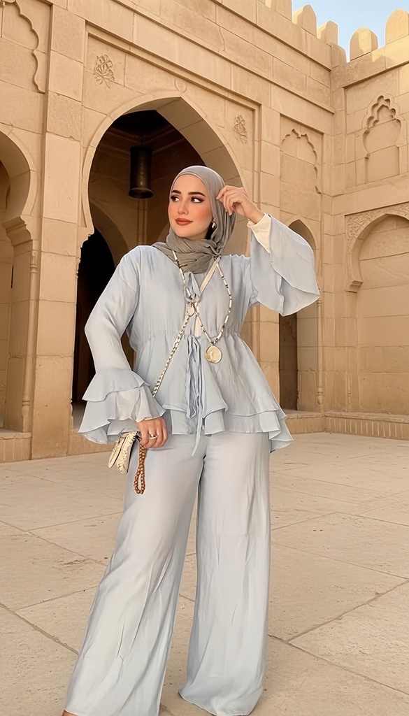 Casual Ruffled Blouse Suit