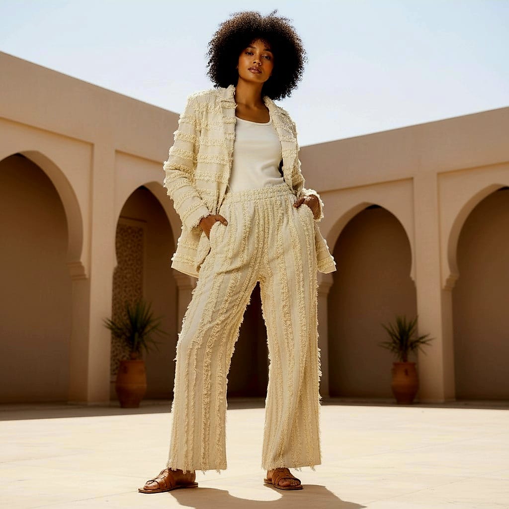 Guipure Lace Detail Blazer Suit