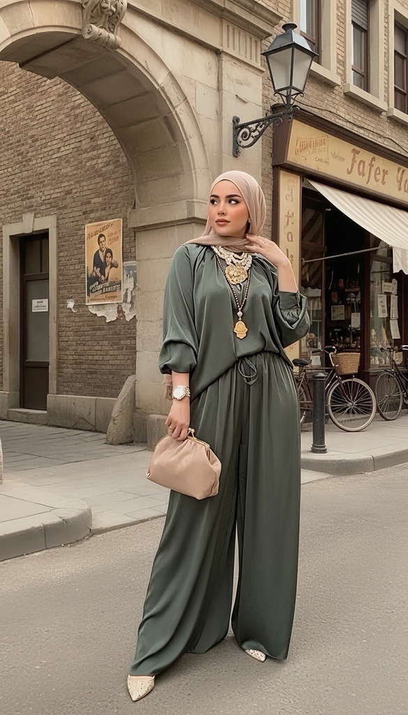 Open Neck Satin Suit