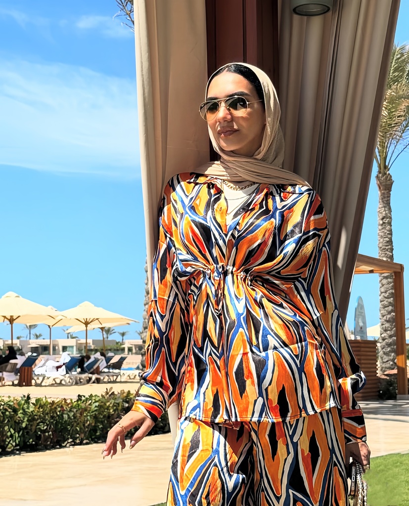 Colorful Summer Tie Waist Suit