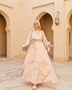 Belted Embroidered Satin Dress