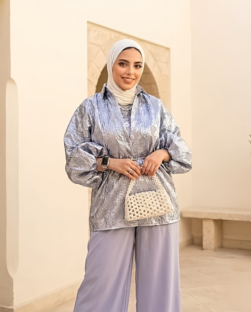 Metallic Organza Puff Sleeve Jacket