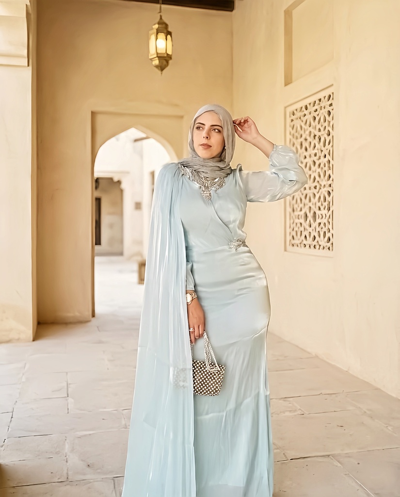 Shimmer Draped Embellished Dress