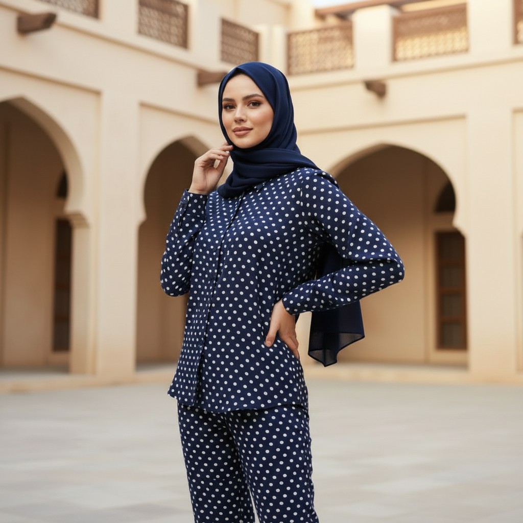 Casual Polka Pants Suit