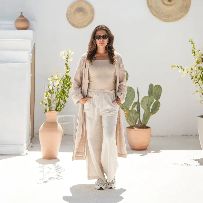 Patterned Textured Long Cardigan