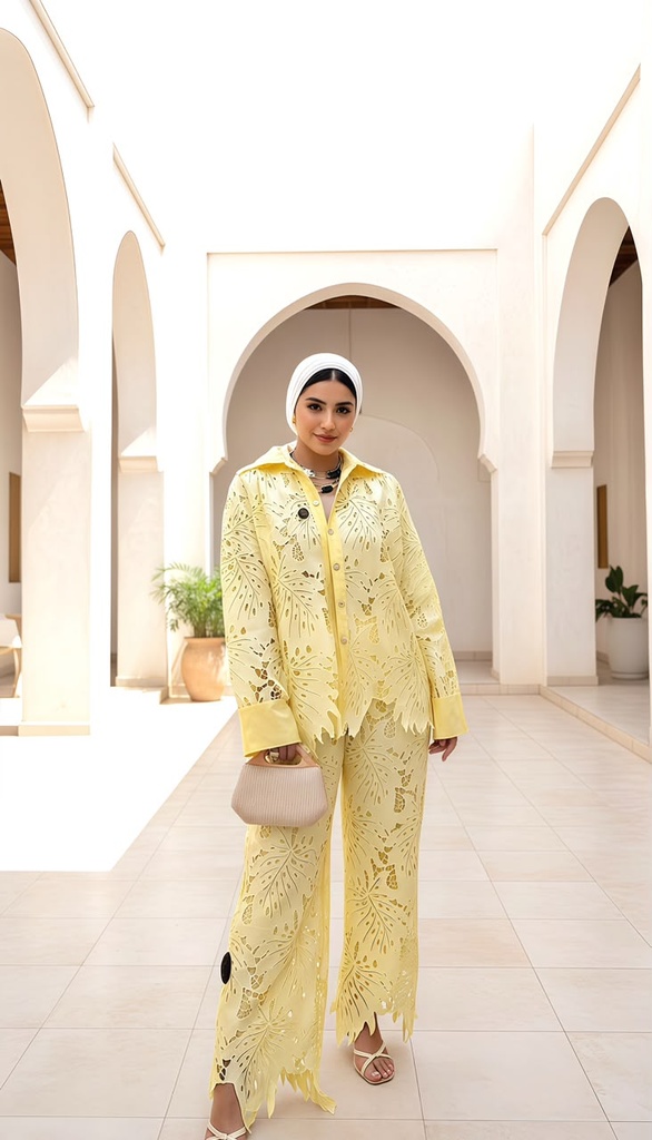 Classic Collar Guipure Suit 