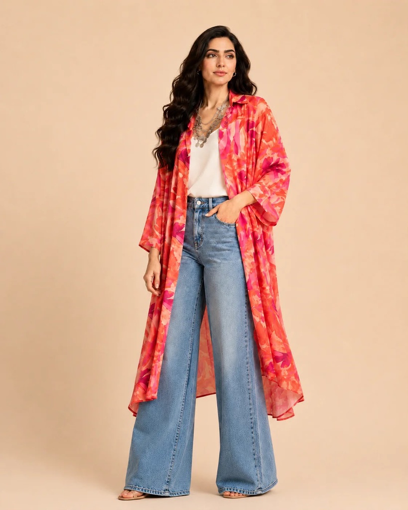 Leaf Print Long Shirt