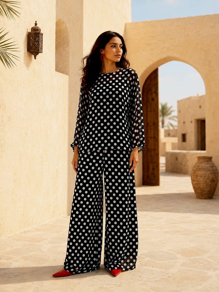 Polka Dot Chiffon Suit