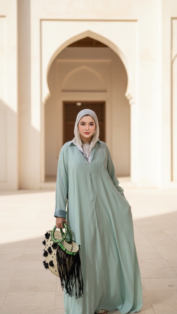 Gold Striped Cotton Abaya