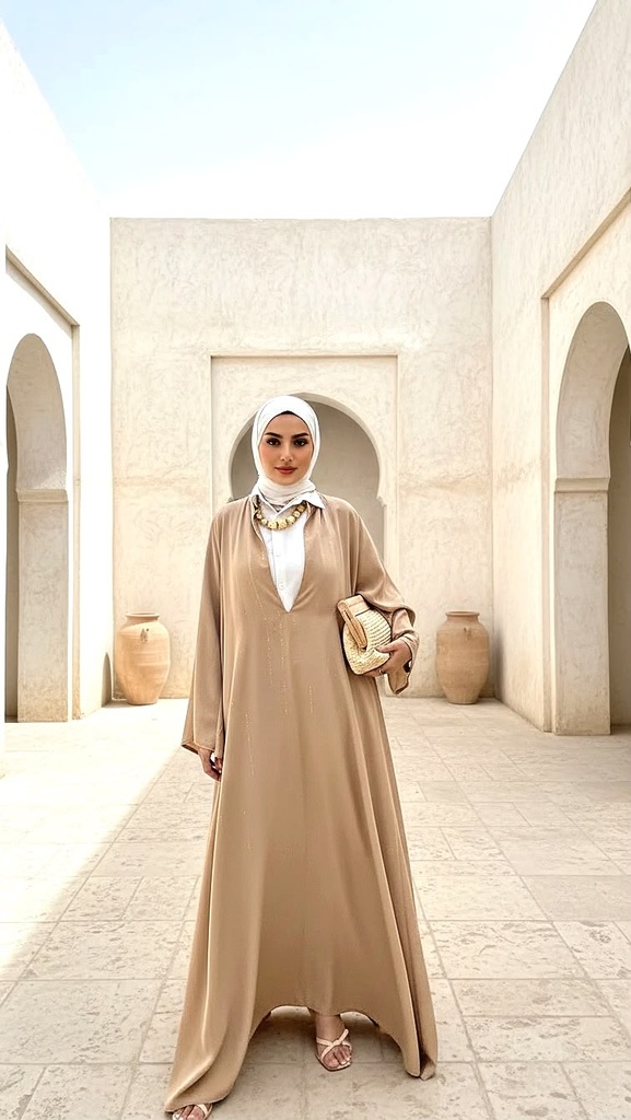 Gold Striped Cotton Abaya