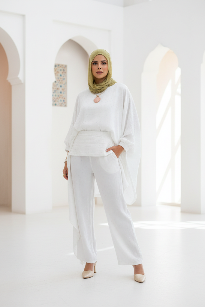 Studded Organza Layered Pants Suit
