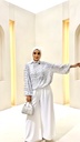 Fully Embroidered Poncho Satin Pants Suit