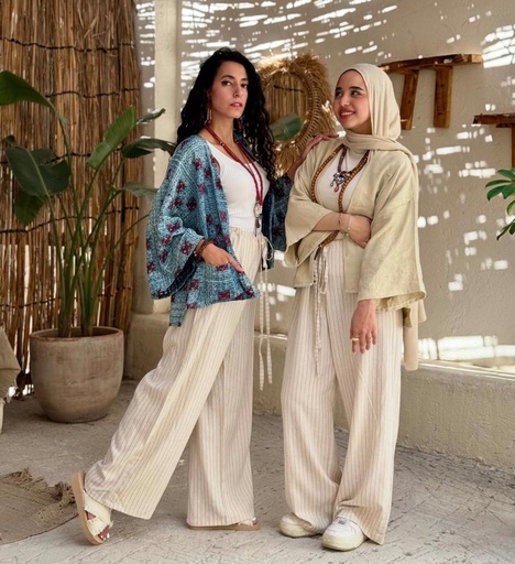 [L38-louqi] Striped Linen Pants