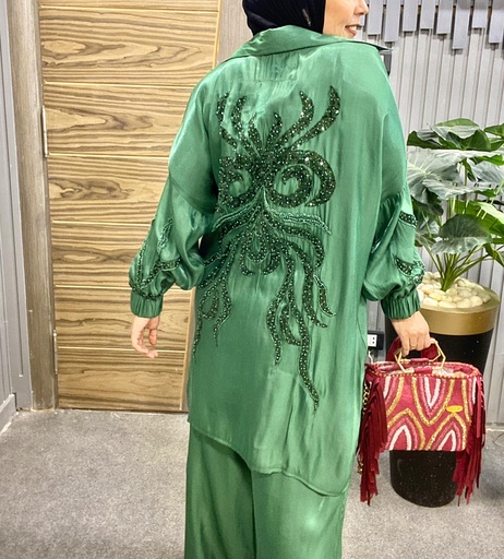 Placement Embroidered Pants Set