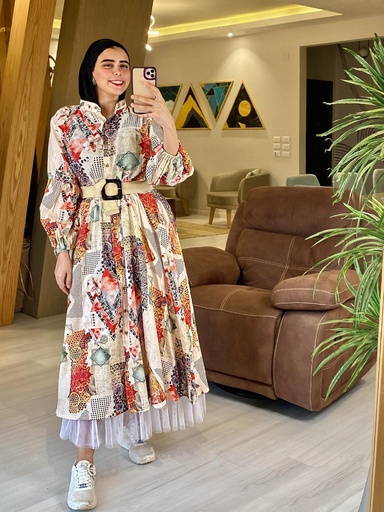 [2-ghada-sum25] Arabian Print Linen Dress