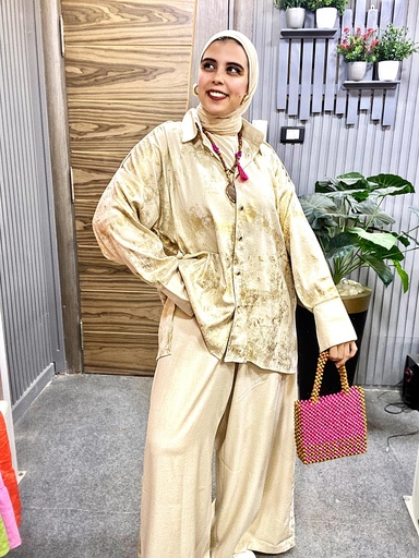 Linen Button-Up Shirt & Wide-Leg Trousers Set