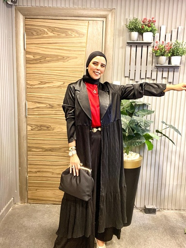 [rih52-sum25] Long Pleated Satin Blazer